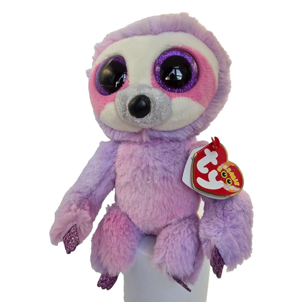 Ty Beanie Boos Dreamy Sloth 6" Plush 2019 w Tag Pink Purple Tie Dye Lavender /II